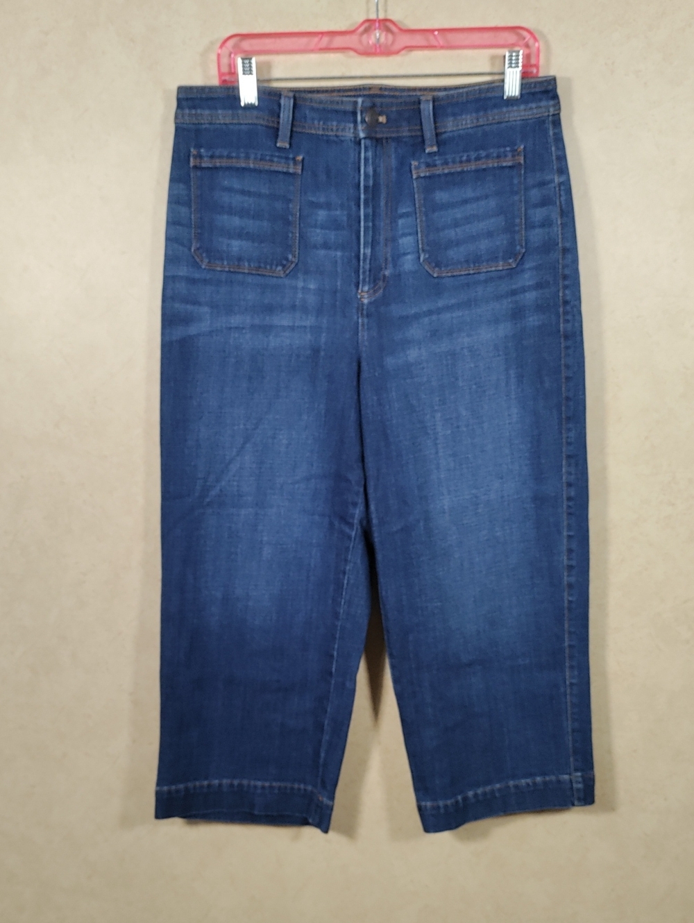 H138 Talbots Flawless High Waist Wide Leg Crop Jeans 12